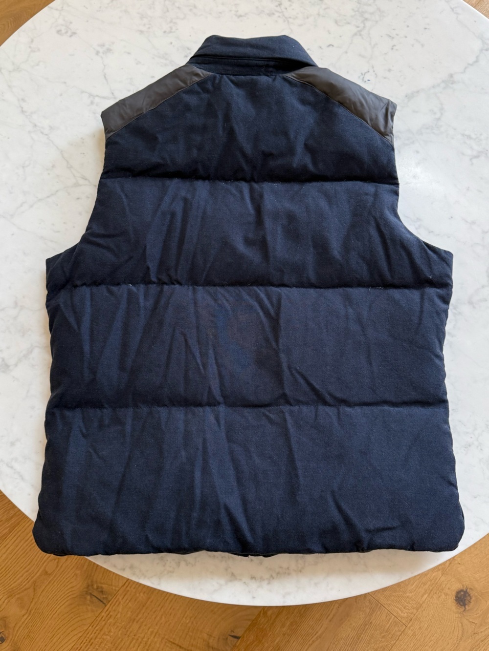 Banana Republic Mens Navy Wool Blend Down Puffer Vest L 800 Fill - Picture 4 of 5